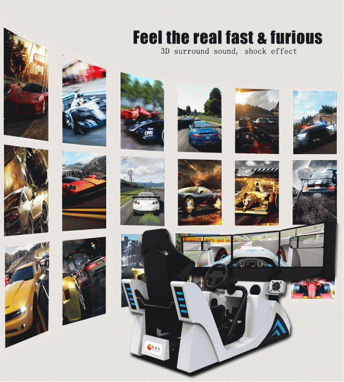 Simulateur d'intérieur de réalité virtuelle de voiture de course d'arcade avec 3 l'écran 4KW 2