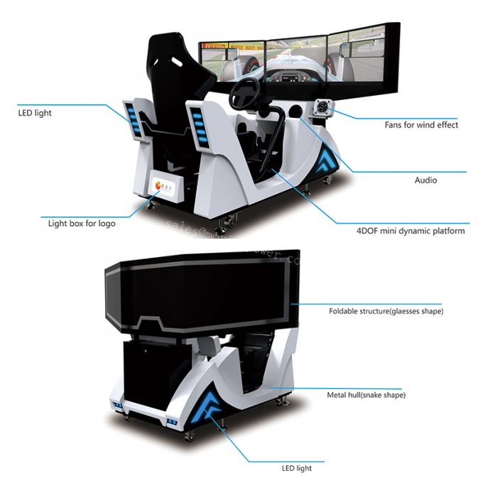 Simulateur d'intérieur de réalité virtuelle de voiture de course d'arcade avec 3 l'écran 4KW 0