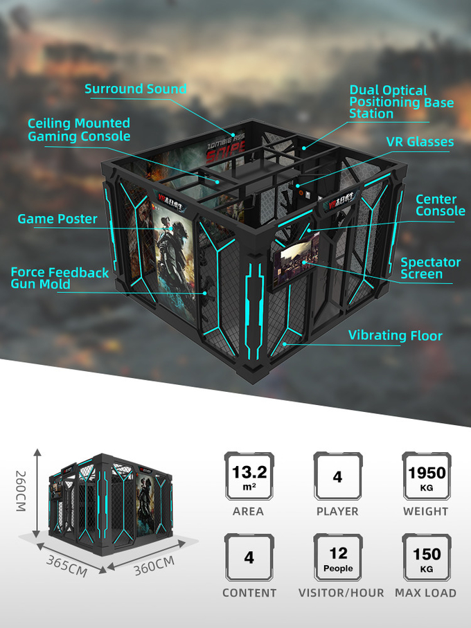Fibre de verre VR Zombie Jeu 9d VR Simulateur de tir de réalité virtuelle Station de jeu 1